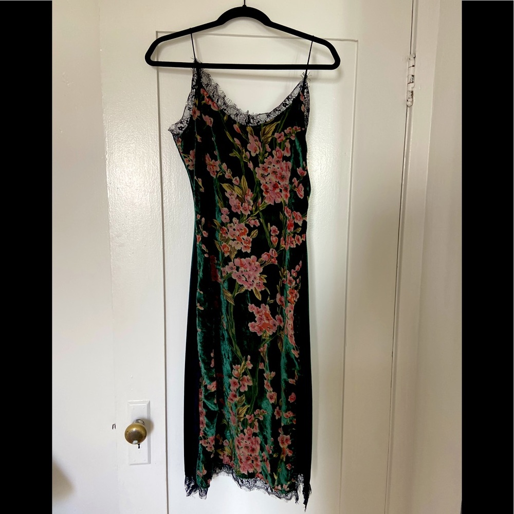 Vintage velvet floral slip dress